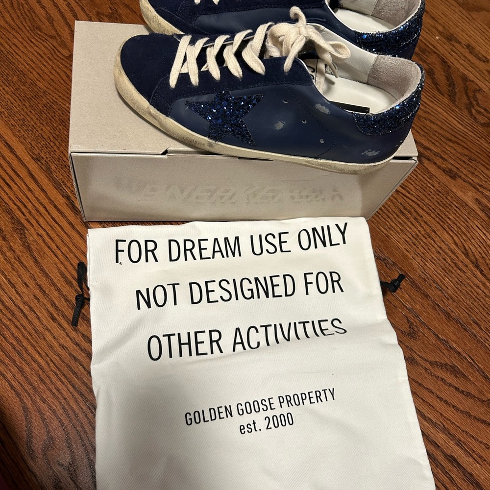 Golden Goose Blue Glitter Sneakers